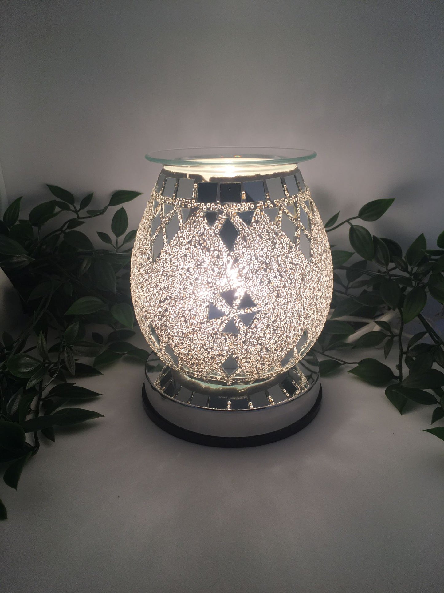 Elektrische waxbrander met ruitjes - touch - zilver